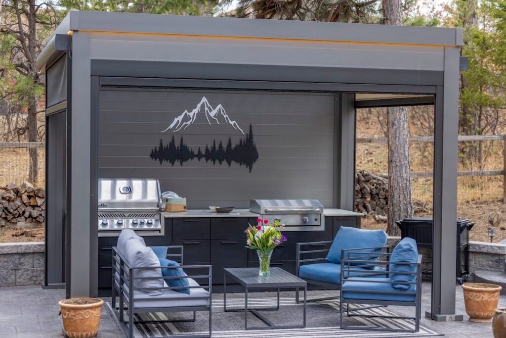 outdoor pergola with roof