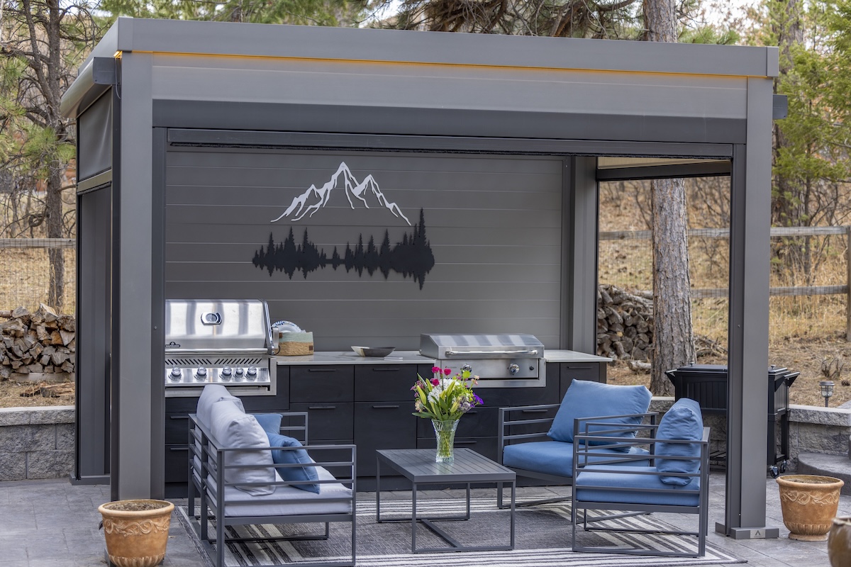outdoor pergola with roof
