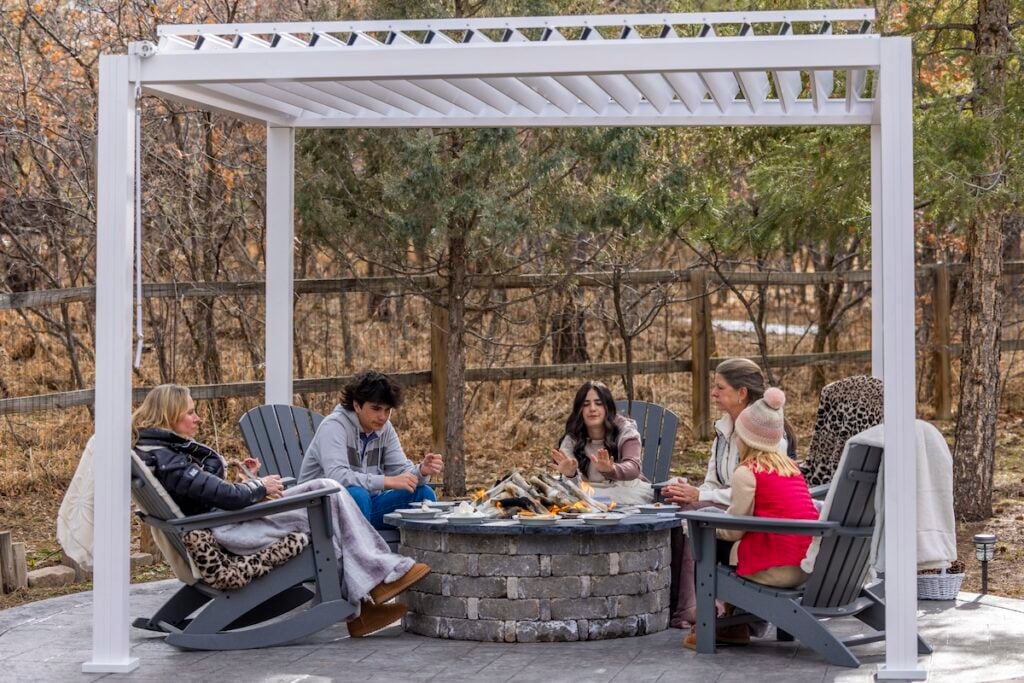 pergola with fire pit