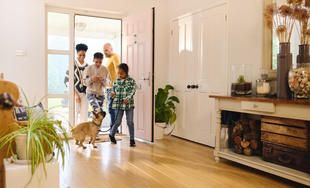 Family arriving home