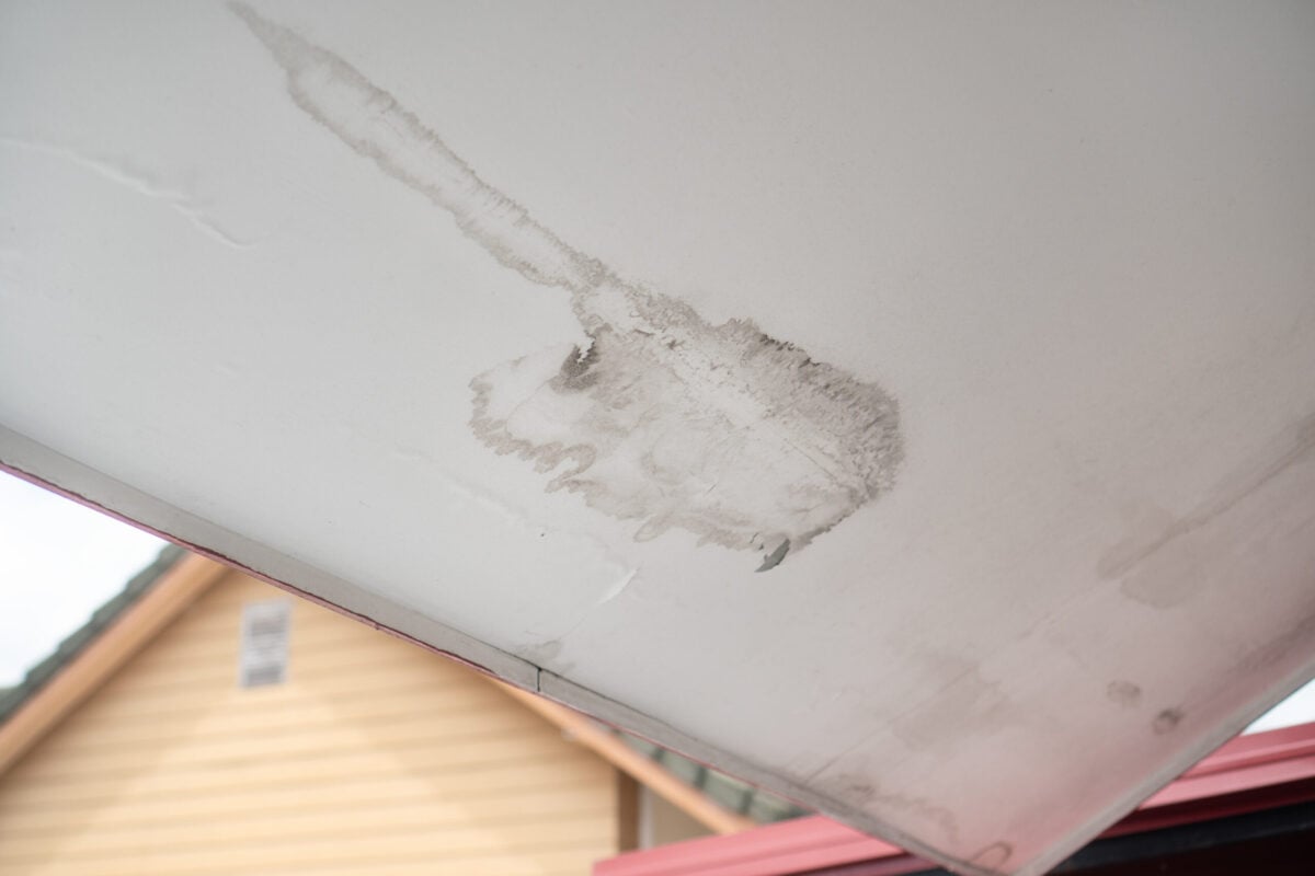 what causes roof leaks in chippewa falls wi homes water on top of ceiling showing black stain